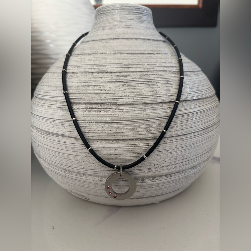 STEELX Modern Black and Silver Pendant Necklace